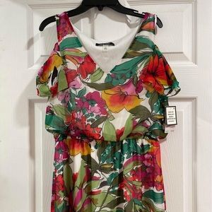 Women's Nine West Flounce Cold-Shoulder Maxi Dress size 2